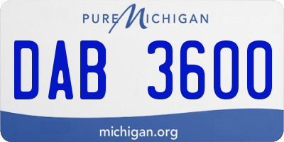 MI license plate DAB3600