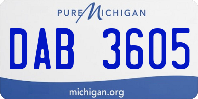 MI license plate DAB3605