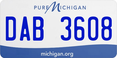 MI license plate DAB3608