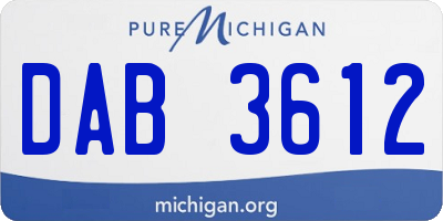 MI license plate DAB3612