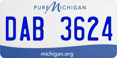 MI license plate DAB3624