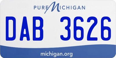 MI license plate DAB3626