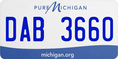 MI license plate DAB3660