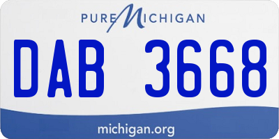 MI license plate DAB3668