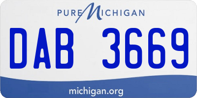 MI license plate DAB3669