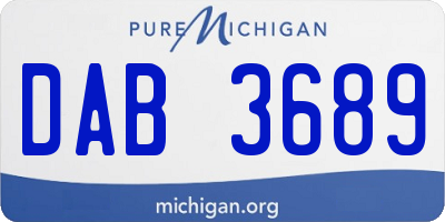 MI license plate DAB3689