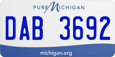 MI license plate DAB3692