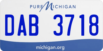 MI license plate DAB3718