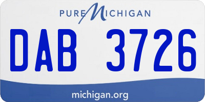 MI license plate DAB3726