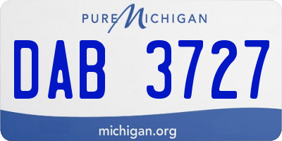 MI license plate DAB3727