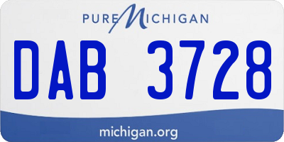 MI license plate DAB3728