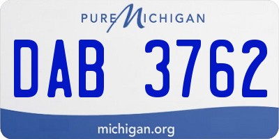 MI license plate DAB3762