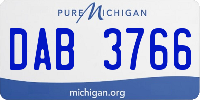 MI license plate DAB3766
