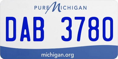 MI license plate DAB3780