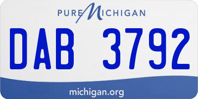 MI license plate DAB3792
