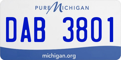 MI license plate DAB3801