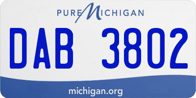 MI license plate DAB3802