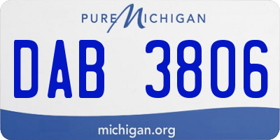 MI license plate DAB3806