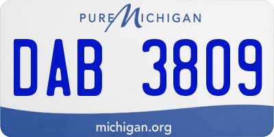 MI license plate DAB3809