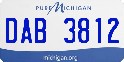 MI license plate DAB3812