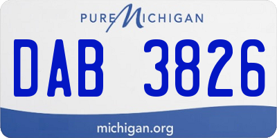 MI license plate DAB3826