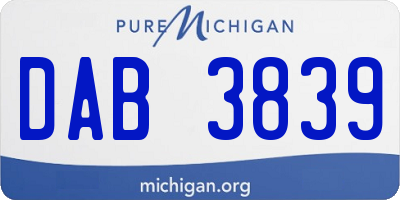 MI license plate DAB3839