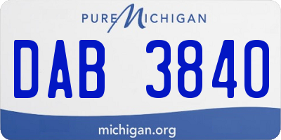 MI license plate DAB3840