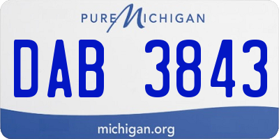 MI license plate DAB3843