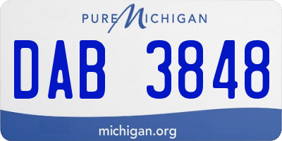 MI license plate DAB3848