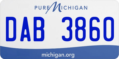 MI license plate DAB3860