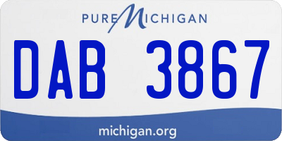 MI license plate DAB3867