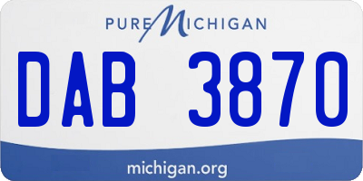 MI license plate DAB3870