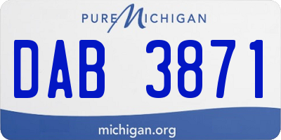 MI license plate DAB3871