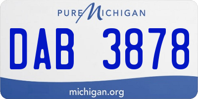 MI license plate DAB3878