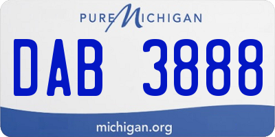 MI license plate DAB3888