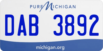 MI license plate DAB3892