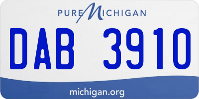 MI license plate DAB3910