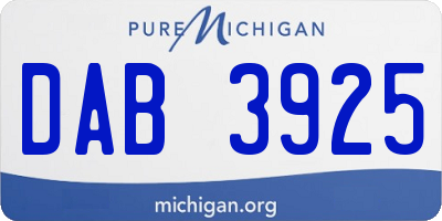 MI license plate DAB3925