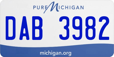 MI license plate DAB3982