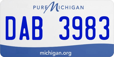 MI license plate DAB3983