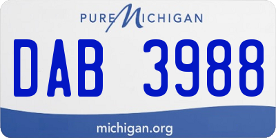 MI license plate DAB3988