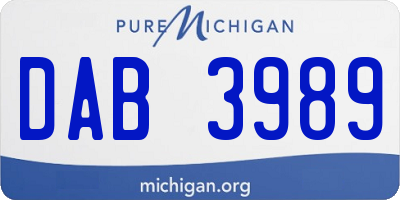 MI license plate DAB3989