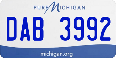MI license plate DAB3992