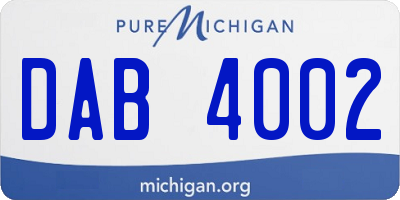 MI license plate DAB4002