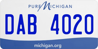 MI license plate DAB4020