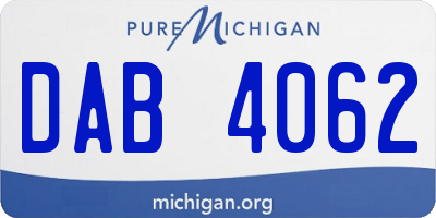 MI license plate DAB4062