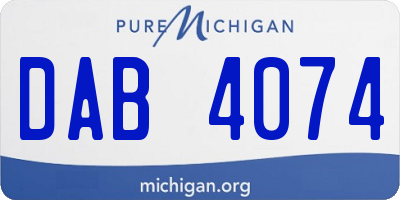 MI license plate DAB4074