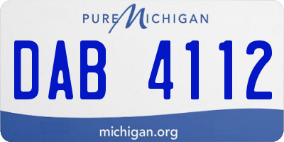MI license plate DAB4112
