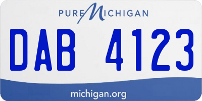 MI license plate DAB4123