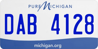 MI license plate DAB4128